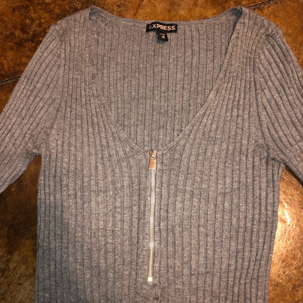Express Ribbed Half Zip Sweater - Picture 2 of 2